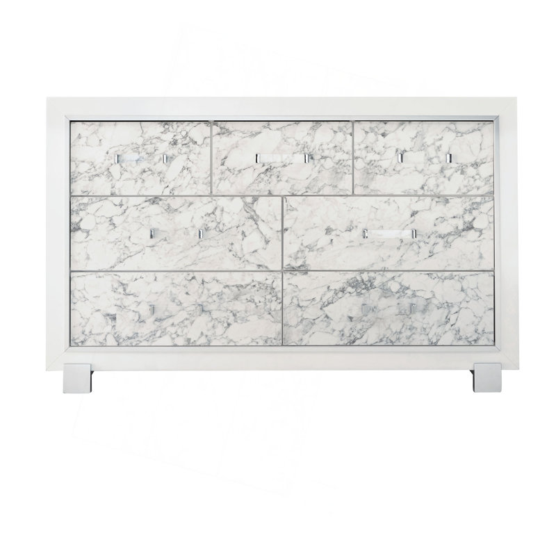Commode 7 tiroirs minimaliste de luxe - finition marbre