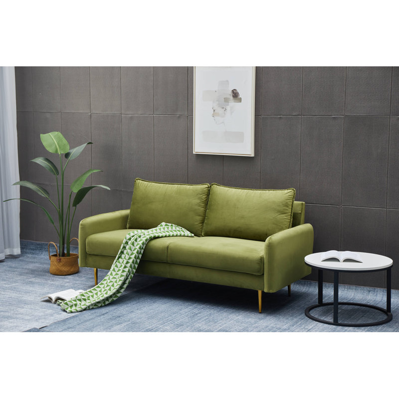 Emteas 57.3'' Velvet Loveseat, 34" H x 57.3" W x 32" D, Army Green Velvet