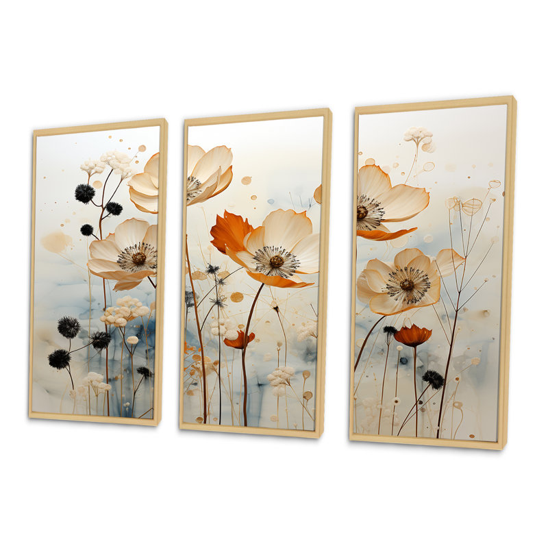 Minimalisme beige et pêche bleuets - ensemble de décorations murales bleuets, H 28 po x l 36 po x P 1 po