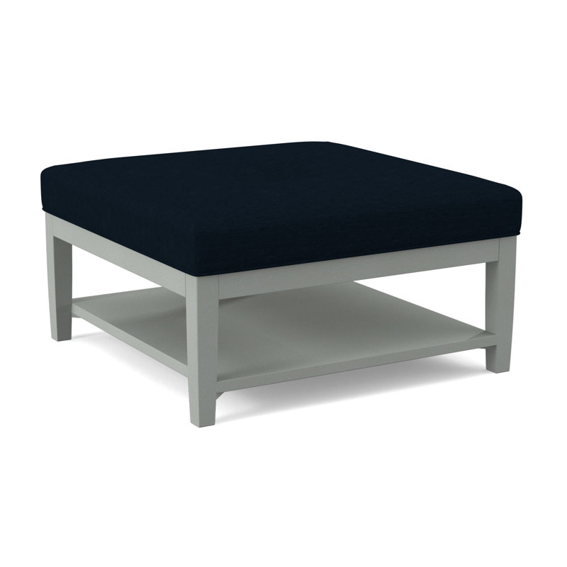 Hammond Square Ottoman, White Sugar Performance; 0863-91, Nickel Finish