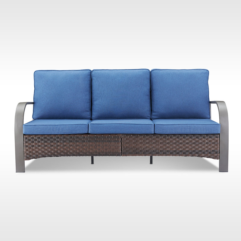 Canapé d'extérieur avec coussins 78 po Bobra, Bleu