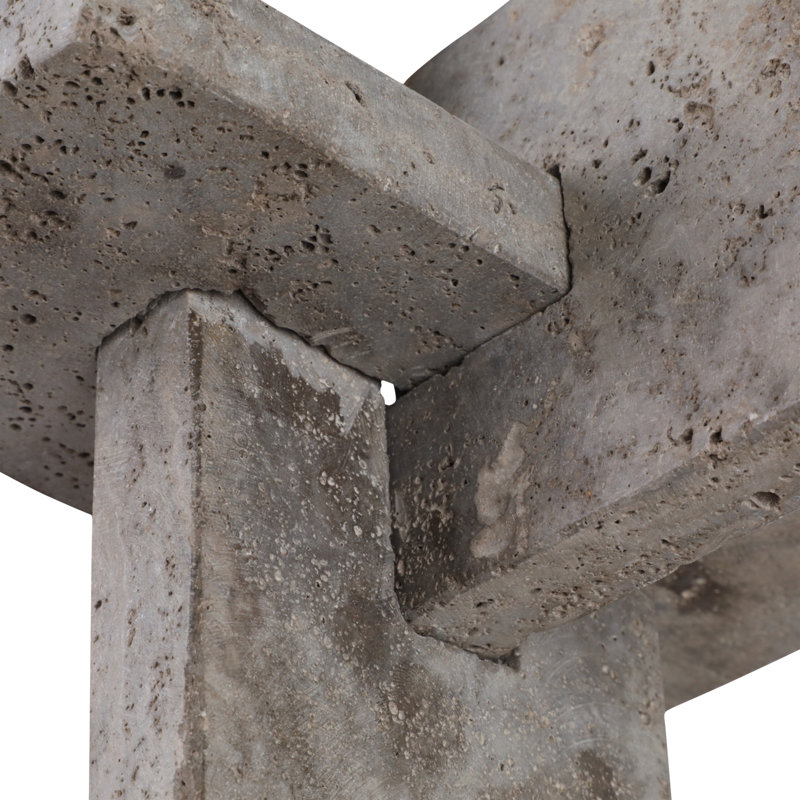 Travertin abstrait à nœuds imbriqués pour décoration intérieure - Statue sculpturale décorative pour salon et décoration de table - Gris