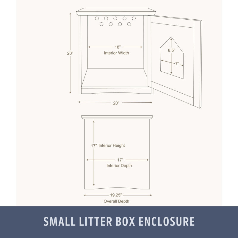 White Wooden Cat Litter Box Enclosure with Front Door