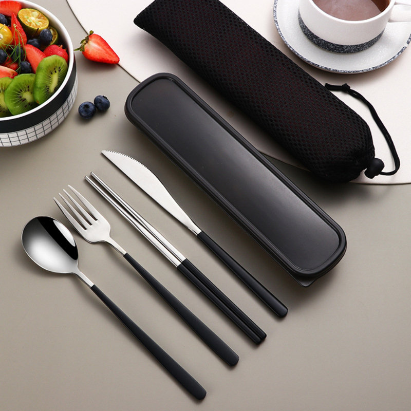 Ebern Designs Groetzner Stainless Steel Flatware Set, Black