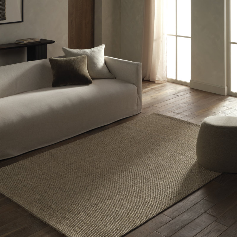 Tapis brun clair en sisal tissé à la main Bahan, Rectangle 7 pi 9 po x 9 pi 9 po