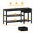 35.43" Entryway Shoe Bench with Wood Seat and Metal Grid-1010808800
