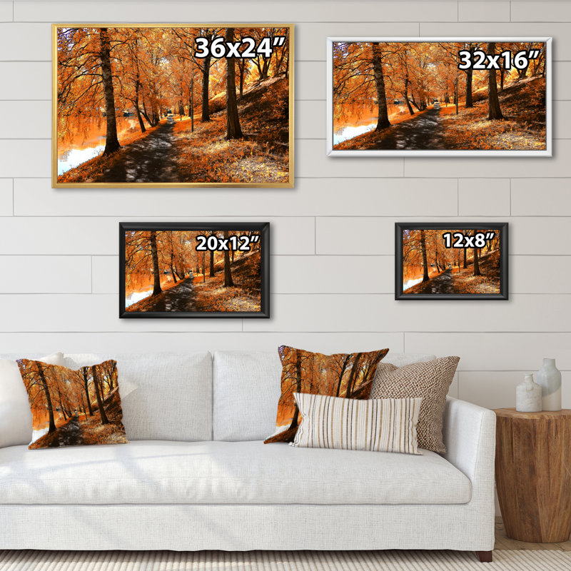 Mystic Yellow Fall Forest II - On, H 24 po x l 36 po x P 0,1 po, Toile avec cadre flottant brun