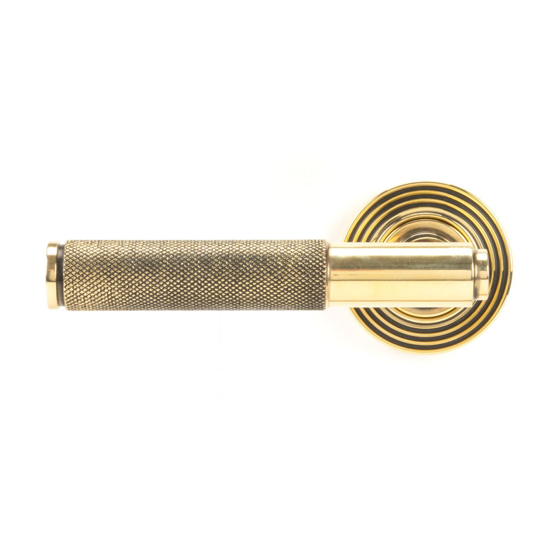 Brompton Latch Right Hand Door Handle, Aged Brass