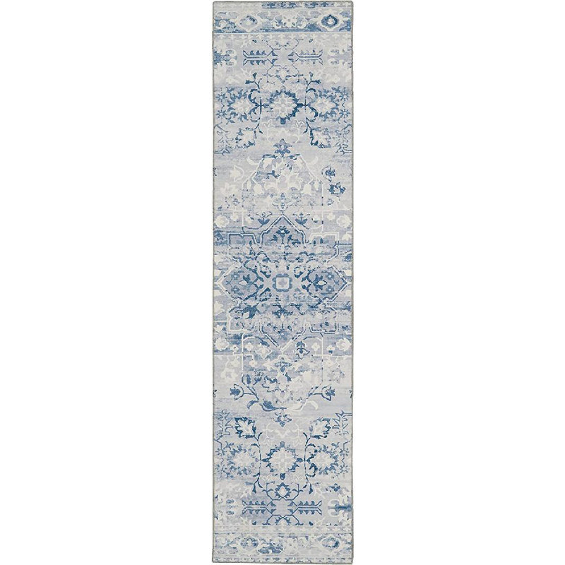 Laurel Machine Washable Gray and Ivory Area Rug, Runner 2' x 8'