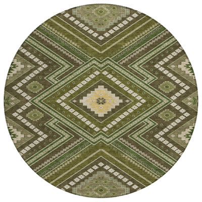 Solene Olive Washable Indoor-Outdoor Rug - 