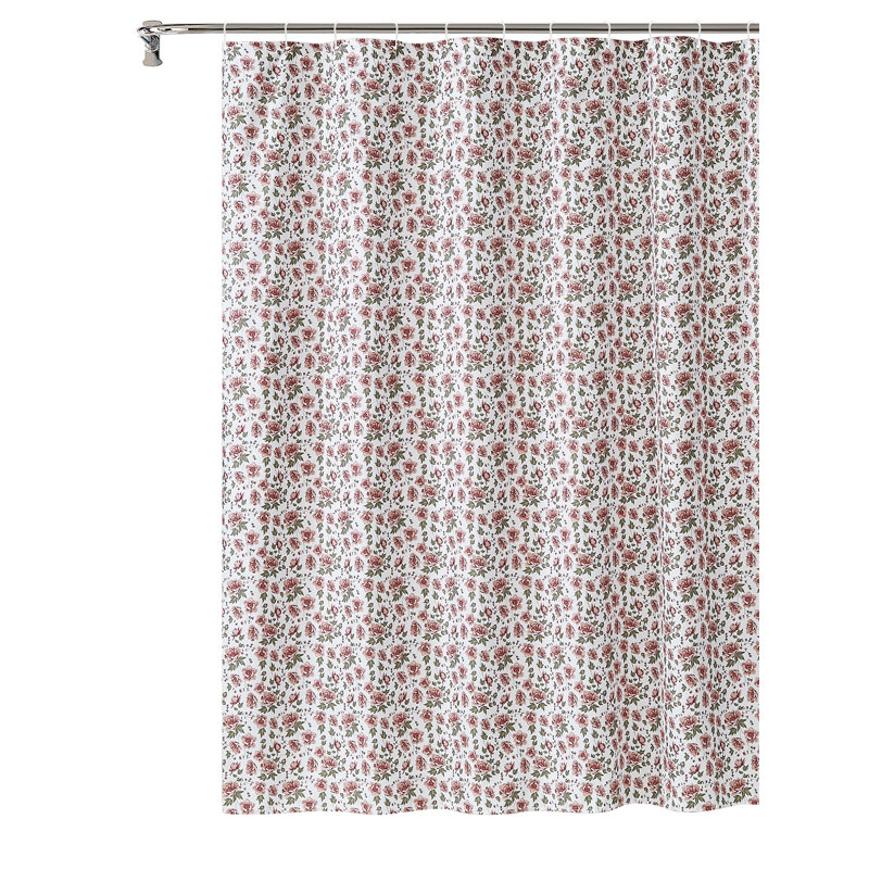 Ensemble 13 pièces de rideau de douche floral et crochets Robidoux