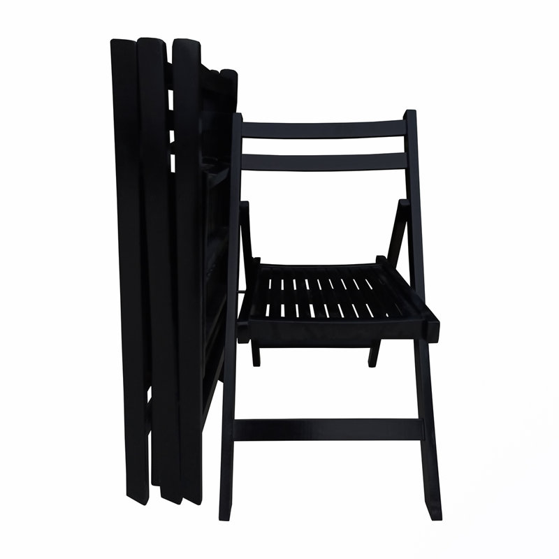 Chaise de patio pliante en peuplier, Noir