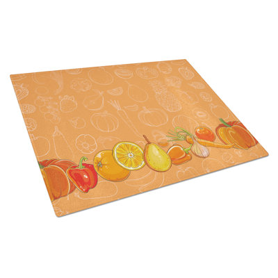 Fruits and Vegetables Rectangle Glass Cutting Board