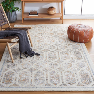 Rainey 600 Hand Tufted Wool/Viscose Geometric Rug in Gray