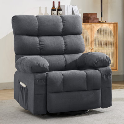 Swivel Rocker Recliner with Ergonomic Support and Side Pockets