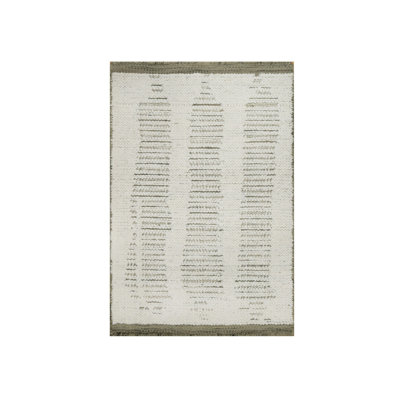 2'0" x 3'0" New Hand Woven Ivory Wool Rectangle Oriental Rug - MOA10291732