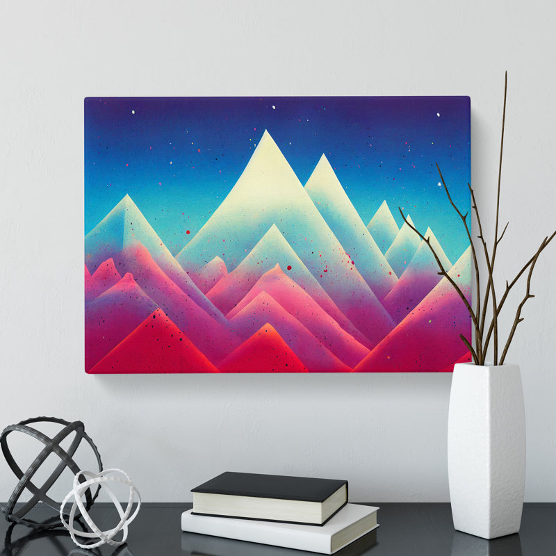 Neon Mountains Vol.2 Abstract - Wrapped Canvas, 50cm H x 76cm W x 3cm D