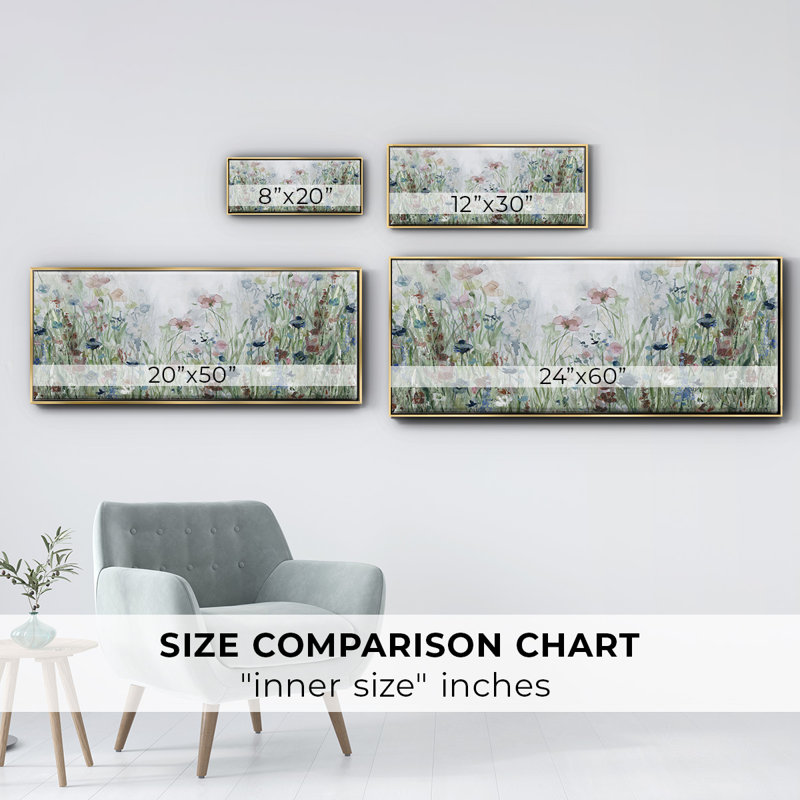 Champ de fleurs sauvages - toile encadrée, H 20 po x l 50 po