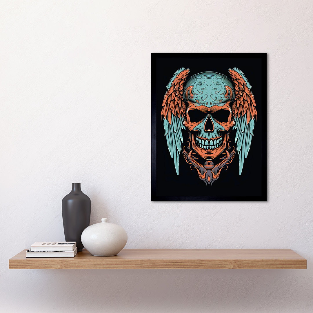 Mun Skull Wings Old School USA Tattoo Ink Body Art Americana 50s - Single Picture Frame Print