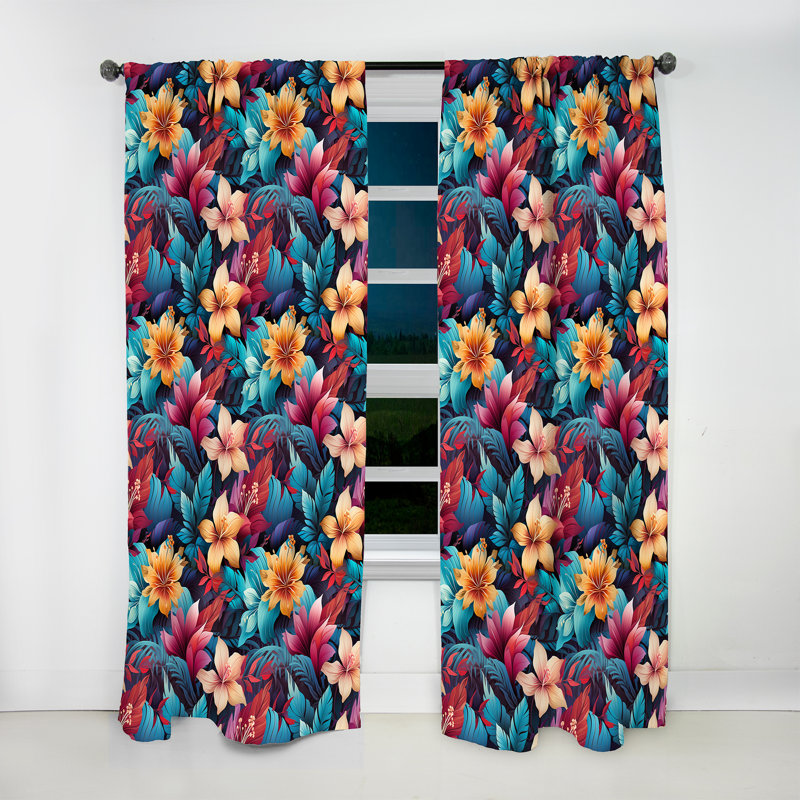 Tropical Mirage - motif tropical Vii - rideau en velours tropical - obscurcissant - 1 panneau, L 52 po x L 84 po