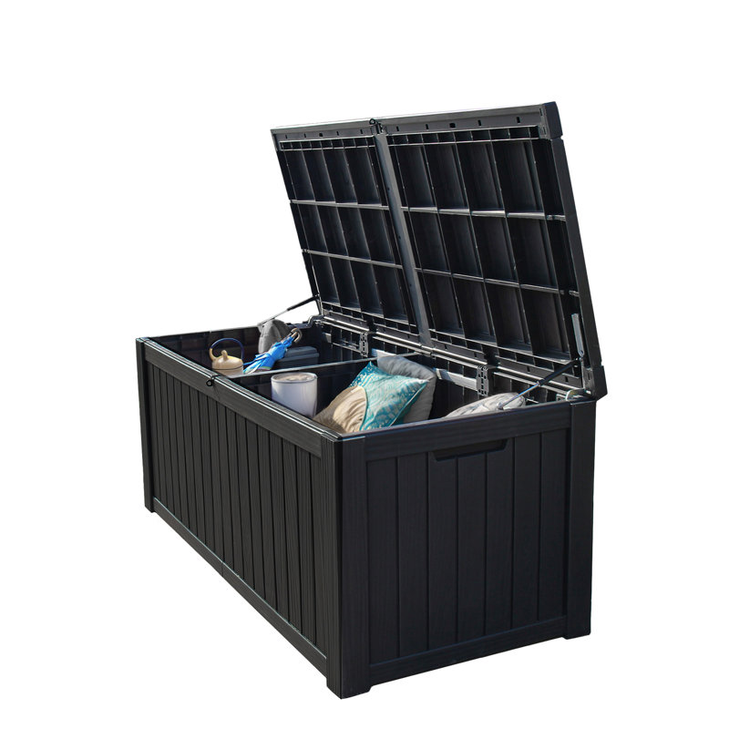 Balconera 60.8'' W 180 Gallons Water Resistant Lockable Deck Box in Brown, Light Brown, 150