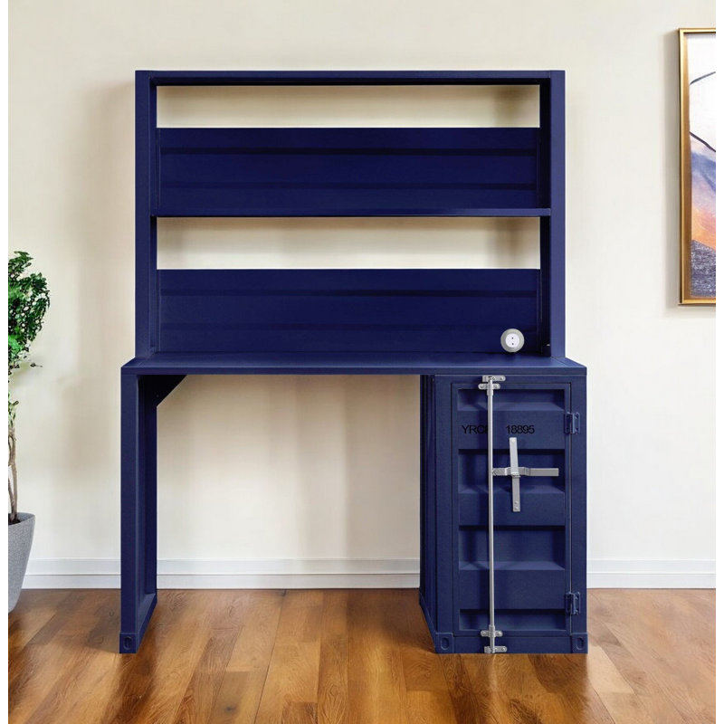 Iron Writing Desk, Blue, 60" H x 48" W x 24" D