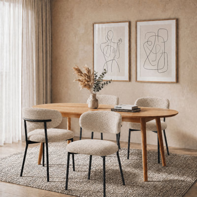 Modern Upholstered Dining Chair, Metal Legs