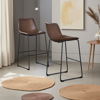 Set Of 2 30" Cedric Faux Leather Barstool Vintage