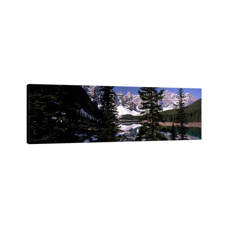 Lake In Front Of Mountains, Banff, Alberta, Canada by Panoramic Images - Wrapped Canvas Panoramic Print