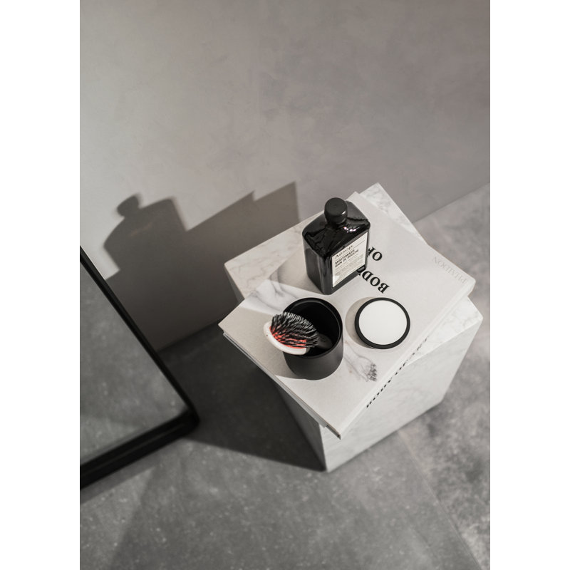Plinth End Table, 15.7" H x 15.7" W x 15.7" D, White Carrara