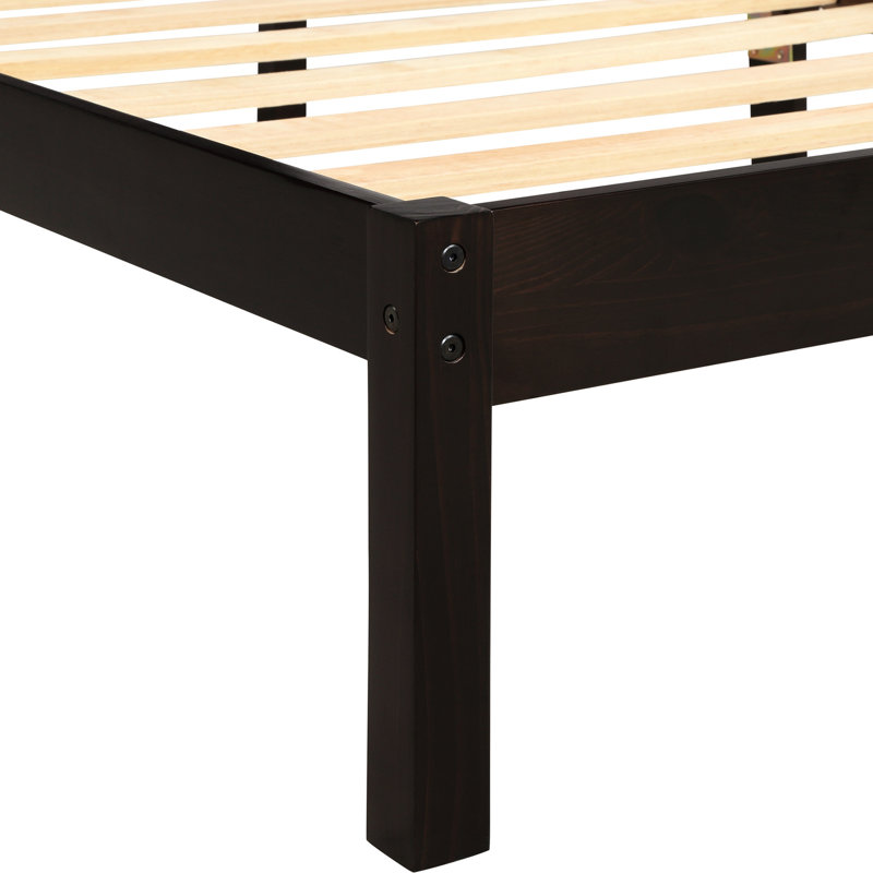 Grand lit plateforme en chêne avec support de lattes en bois, aucun sommier requis avec la tête de lit, nécessaire pour une chambre à coucher confortable