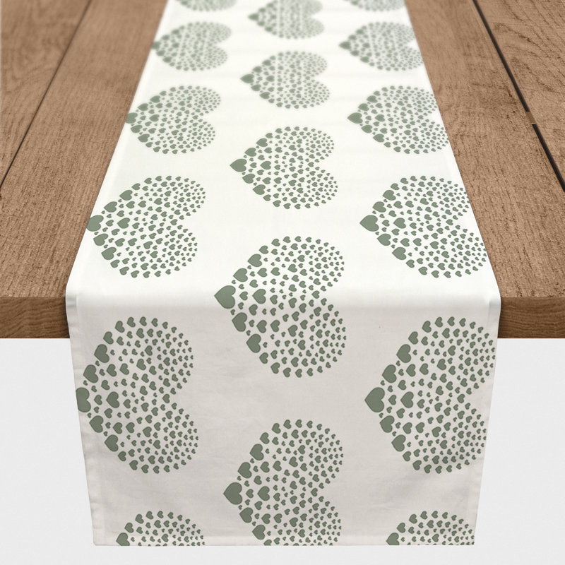 Ferrier Heart Table Runner, 90" L x 16" W, Sage Green