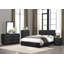 Commode noire 1Pc 6X tiroirs en similicuir revêtu de contreplaqué