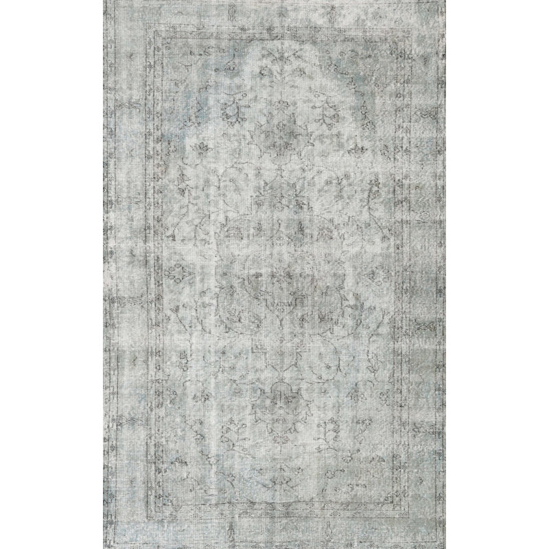 Tapis de zone gris en laine touffeté à la main Tallega