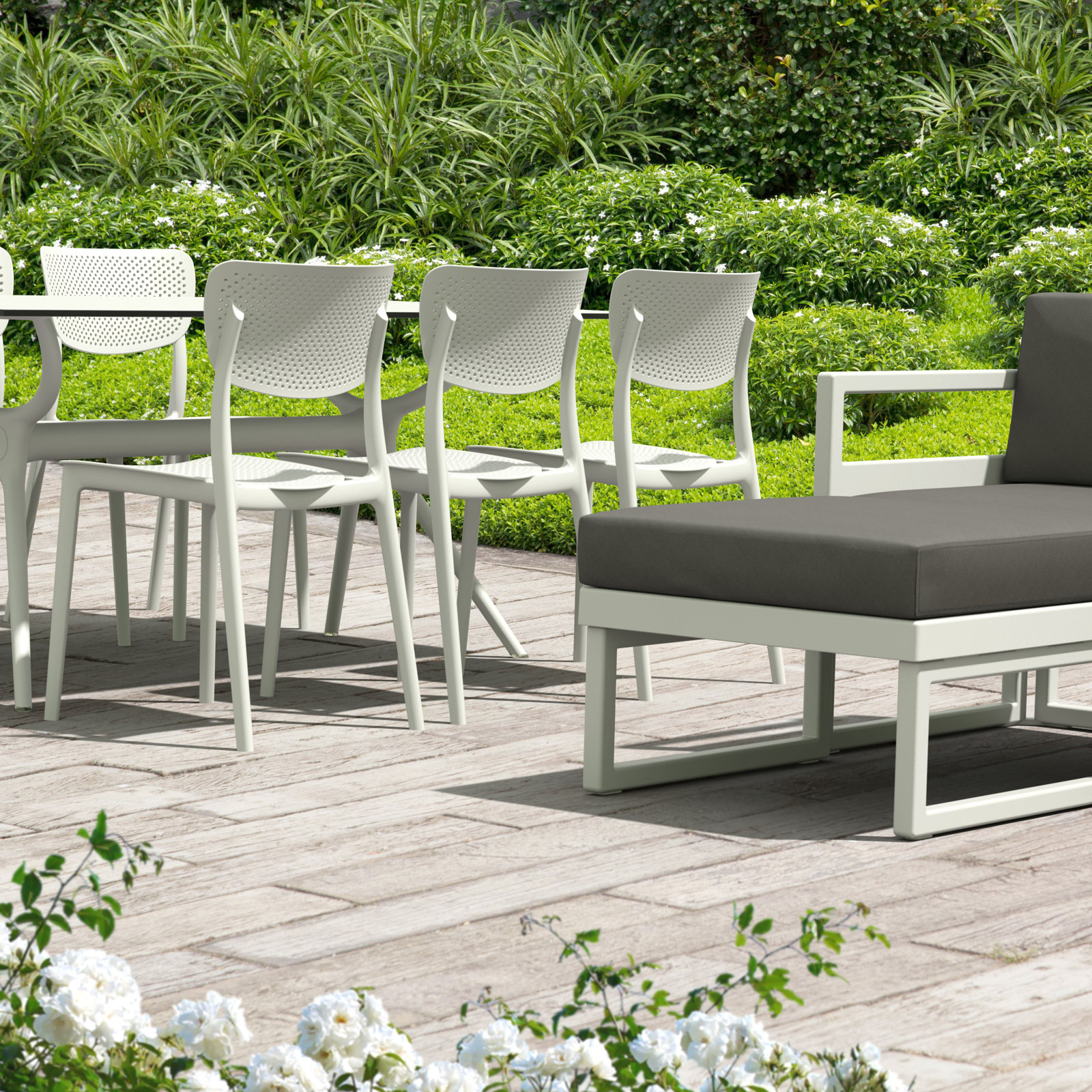 Farrah Stacking Patio Dining Side Chair, White
