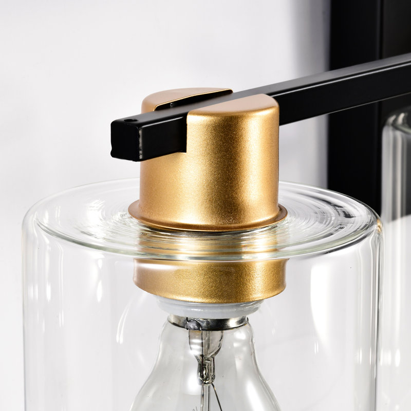 Moderne 4 lumières de meuble-lavabo avec abat-jour en verre, style rétro pour miroir, cuisine, salle à manger, chambre à coucher, couloir - or et noir mat exquis