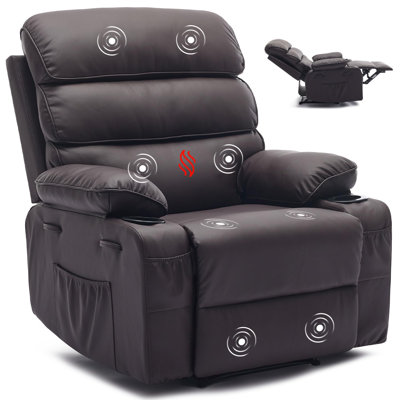 PU Leather Manual Swivel Rocking Recliner Chair