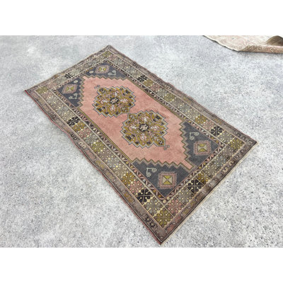 One-Of-a-Kind Midcentury Rug. Vintage Hand-Knotted Oriental Carpet. Wool Floor Covering