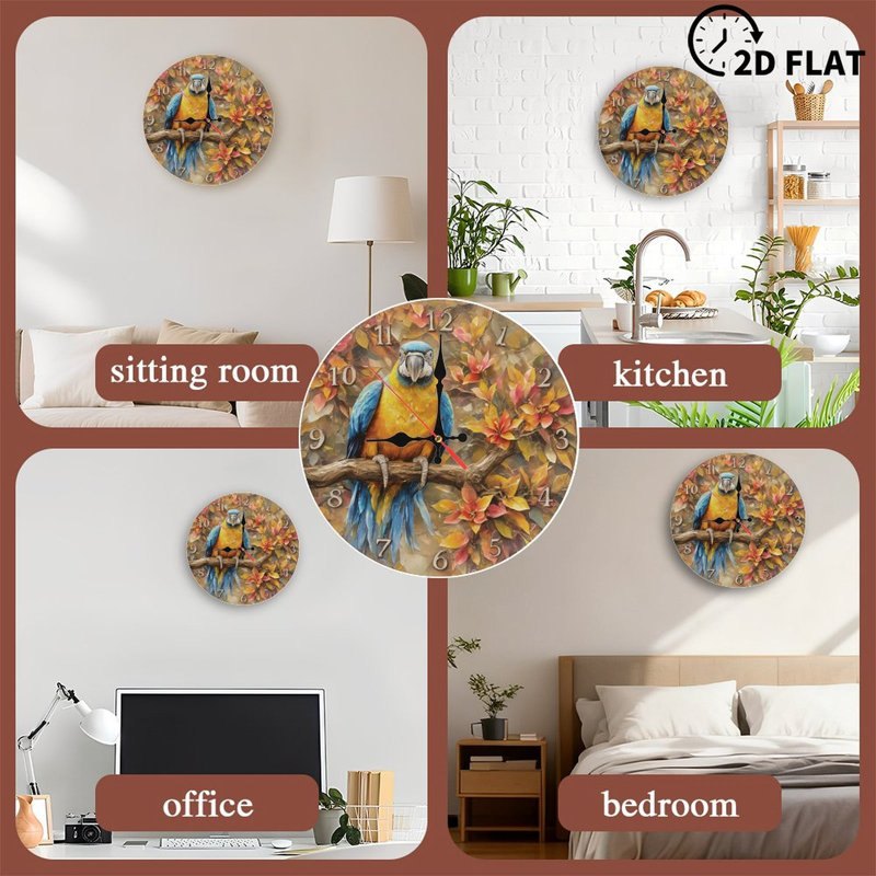 Horloge ara avec feuillage d'automne