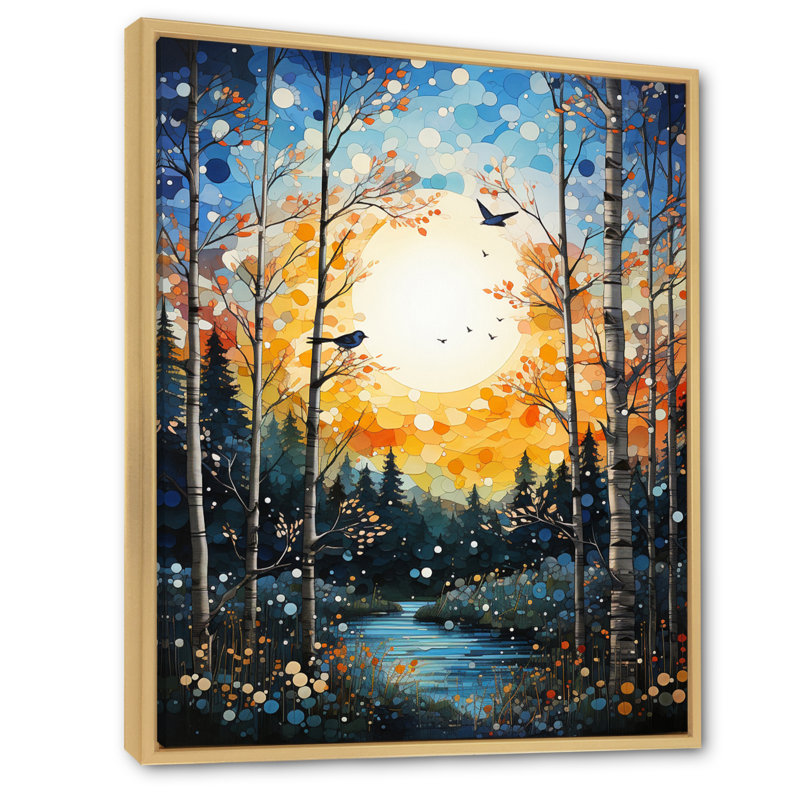 «Forest Silent Symphony Pointillism III» - Décoration murale paysage et nature, H 44 po x l 34 po x P 1,5 po