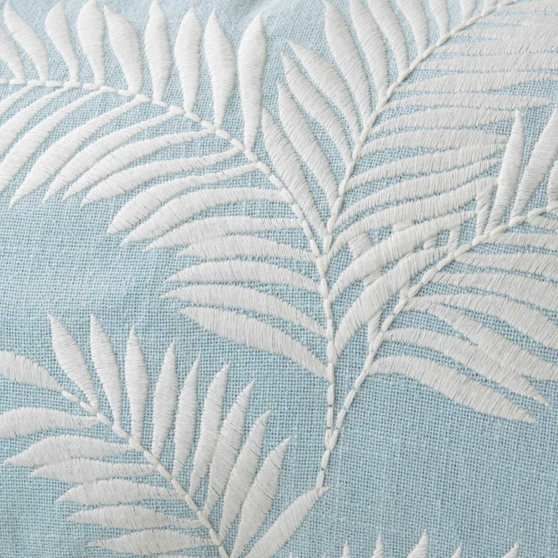 Housse de coussin en coton brodé Botanical 14 po x 24 po, bleu, Bleu