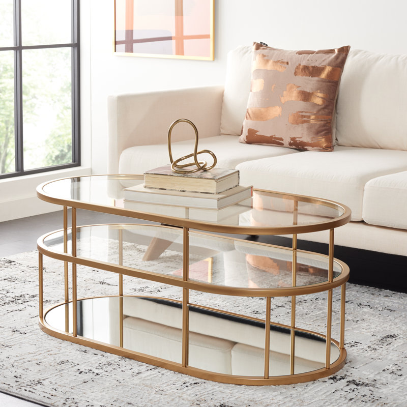 Janta Glass Top Single Coffee Table, Gold