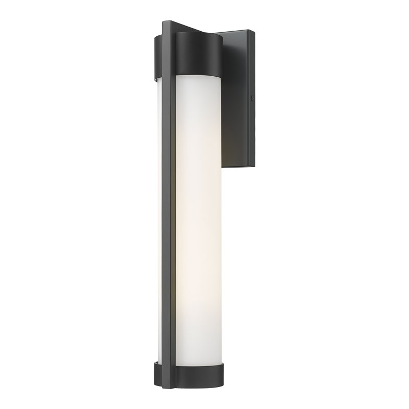 Applique murale d'extérieur 1 lumière noir mat 16 po avec verre blanc Stratford, Blanc, Noir mat, 16.63