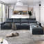 Canapé modulaire en L avec méridienne réversible - Chenille gris foncé Endurance-80491785-80491789