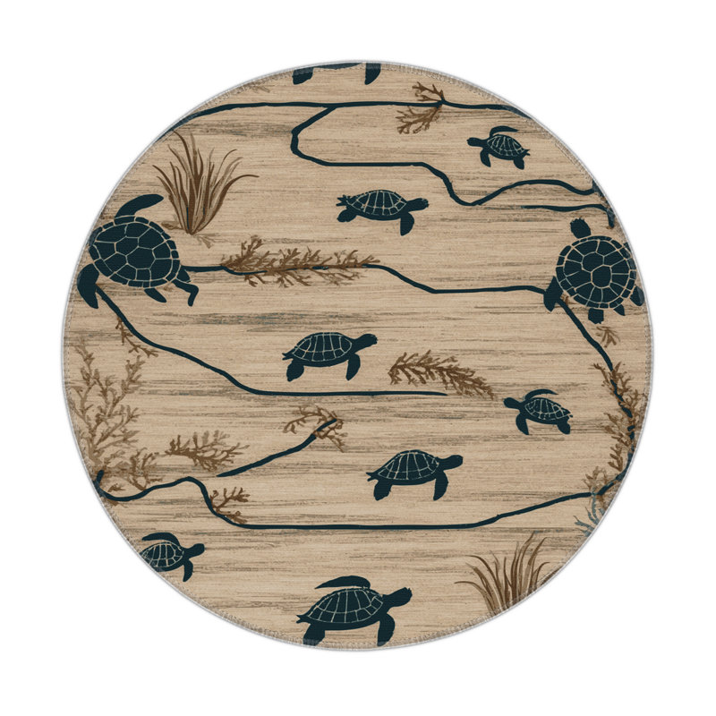 Tapis d'intérieur et d'extérieur brun Nature, Rond 5 pi