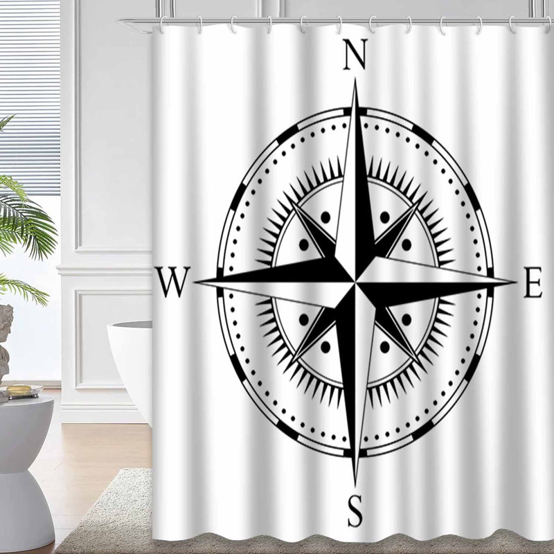 Rideau de douche Compass Rose White Arrow Celtic Mandala, L 72 po x l 84 po