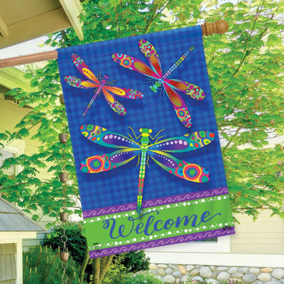 Colourful Dragonflies Summer House Flag
