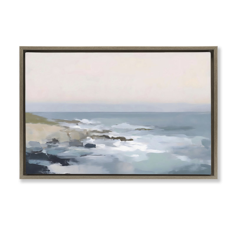 Cadre flottant Serene Coastal Ocean Scene, design par Creative Studio, 21 x 31, Montalcino Elm Floater Framed