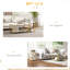 Avec table basse avec rangement, ensemble de 2 tables basses rectangulaires et rondes à 2 niveaux pour le salon avec tablettes de rangement, plateau en faux marbre et table d'appoint avec cadre en acier blanc