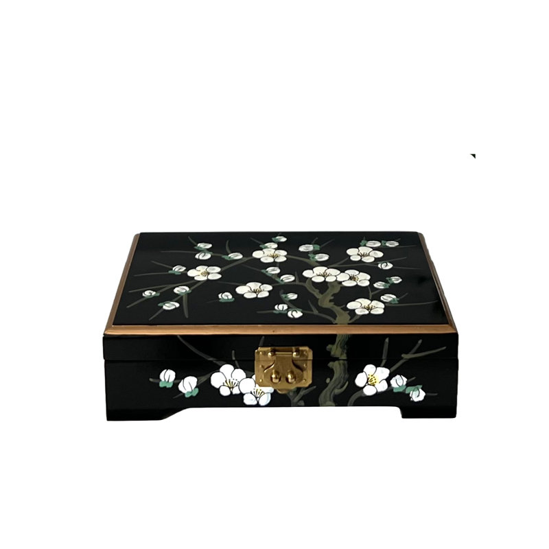 Hand Painted Oriental Blossom Jewellery Box